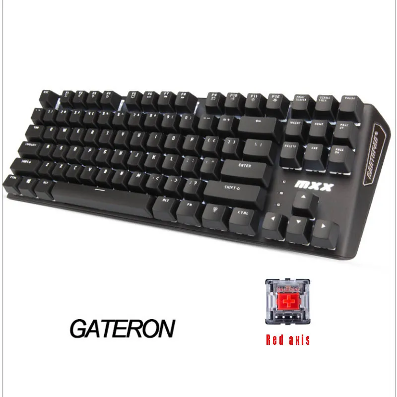 Rantopad MXX Cherry/GATERON Механическая игровая клавиатура 87-Key Deluxe Edition 4 Axis aluminum Cover белый одноцветный RGB светодиодный - Цвет: black red axis