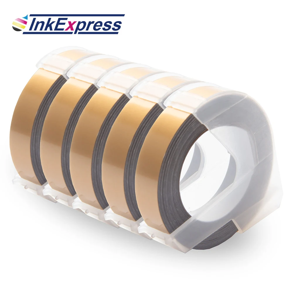 

5PK 3D Embossing Tapes Plastic White on Champagne Gold 3D Embossing Label Tape for Dymo Embossing Label Maker Motex E101 Labels