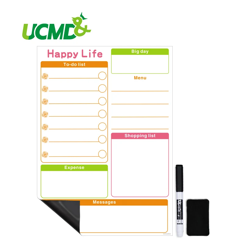 

Magnetic Whiteboard Calendar Weekly Daily Planner Schedule Fridge Magnets Shopping To-Do List Menu Message Board for Kitchen