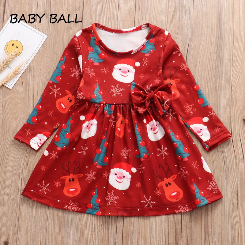Christmas Dress For Baby Girl Toddler Kid Clothes Party Winter Cute Dresses New Year Costume Bowknot Children Outfit | Детская одежда и