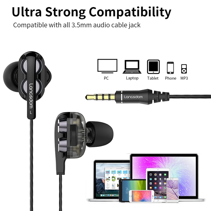 Бренд Langsdom D4C наушники проводные Hifi наушники вкладыши для телефона Xiaomi huawei meizu type c Ушные телефоны