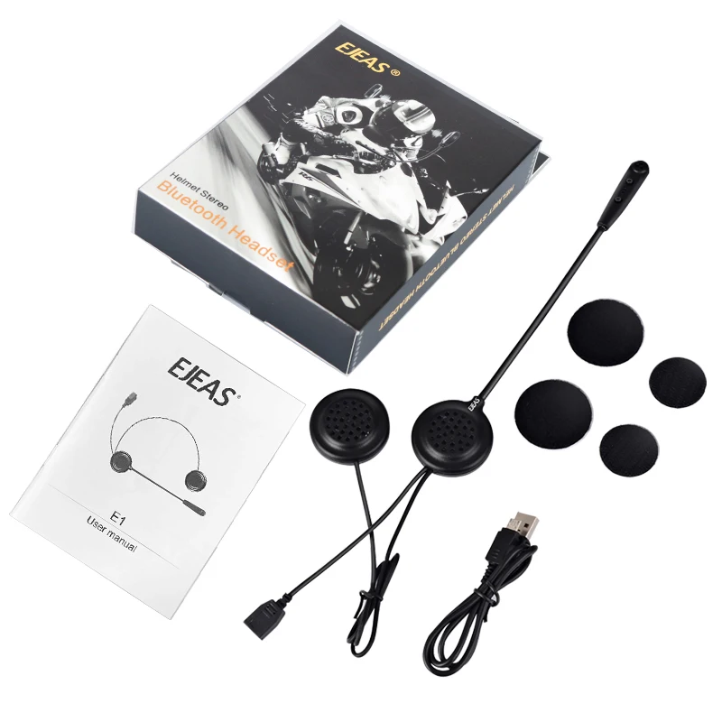 E1 BT 4,1 Беспроводная Bluetooth гарнитура для мотоциклетного шлема, Интерком, переговорные наушники 270 мАч, 12 часов, стереонаушники