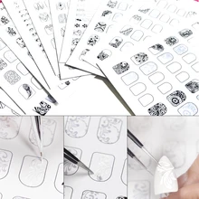 Ensemble de formation au nail art, avec modèle pour pratique de dessin, facile à nettoyer et réutilisable, idéal pour les débutants, 12 pièces/lot,