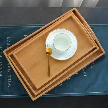 

Serving Tray Bamboo - Wooden Tray with Handles - Great for Dinner Trays, Tea Tray, Bar Tray, Breakfast Tray, or Any Food Tray