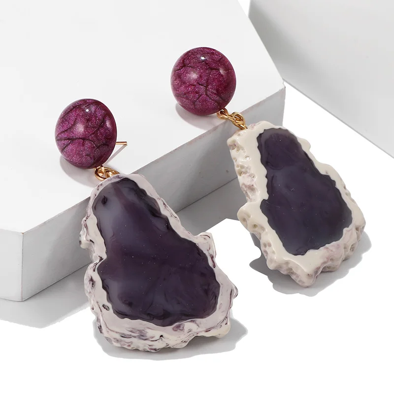 

Korea Retro Acetate Drop Earrings Unique Smog Blue Geometric Irregular Female Jewelry Modern Punk Statement Earrings 2019 NEW