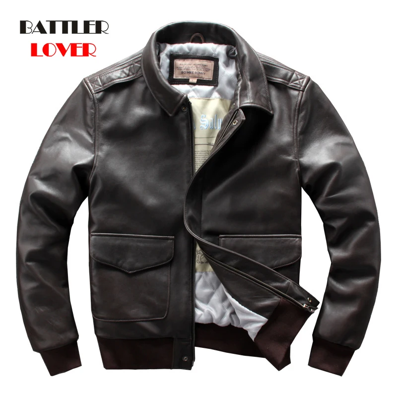 2020 new militaly air force flight jacket fleece genuine leather jacket men winter dark brown sheepskin coat pilot bomber jacket