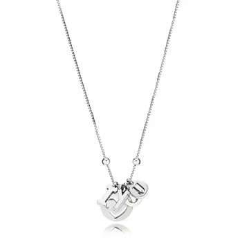 

100% Real 925 Sterling Silver I Love You Necklace Pendant Charm Fit pandora Valentine Necklace Pendant DIY Jewelry For Women