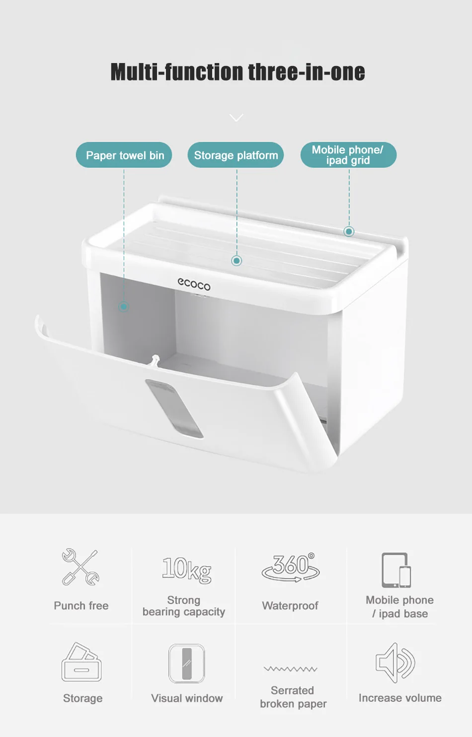 BAISPO портативный держатель туалетной бумаги домашний водонепроницаемый ящик настенный гигиенический бумажный Диспенсер Для Хранения ванной комнаты
