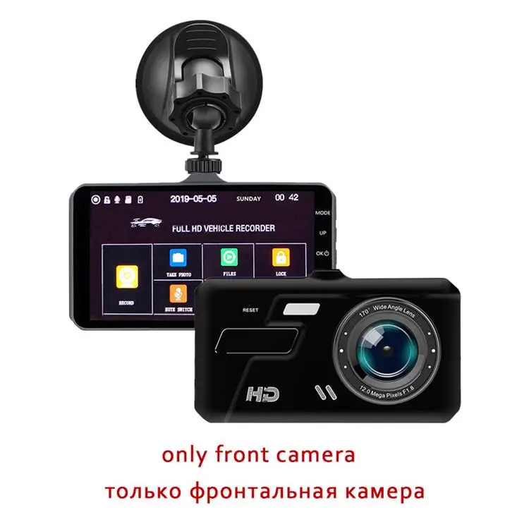 Автомобильный семейный видеорегистратор 4 дюйма с двумя объективами, Мини Автомобильный видеорегистратор, камера FHD 1080P с сенсорным экраном, видеорегистратор заднего вида, ночная версия - Название цвета: One Camera