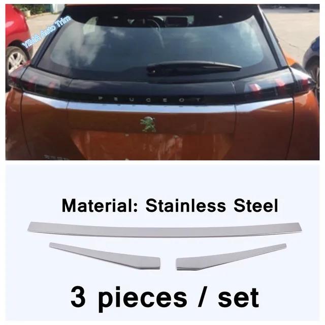 Rear Trunk Lid Cover Tailgate Trim Hatch Back Door Handle & Bumper Bottom Molding Boot Garnish Strip For Peugeot 2008 2020 2021 model 2
