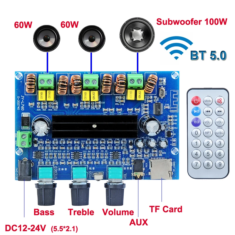 TPA3116 D2 2 100 W Bluetooth 5.0 Subwoofer-Verst?rkerplatine Hohe Leistung DL 