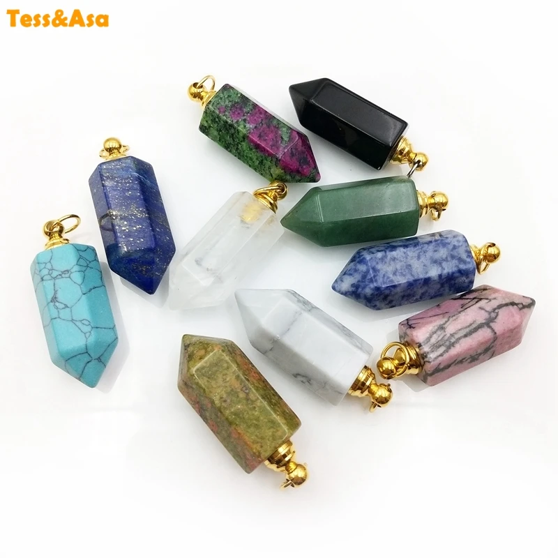 

Healing Point Stone Hip Hop Pendant Perfume Bottle Essential Oil Diffuser Gems Stone Vial Designer Charm for Jewelry Making