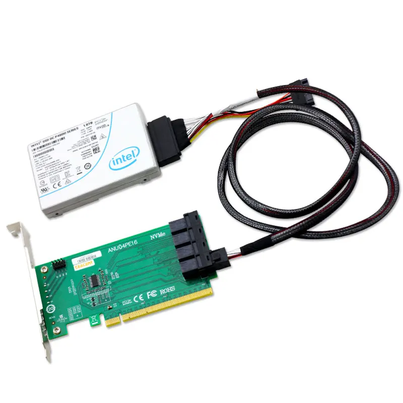 ANU04PE16 nvme контроллер SFF8643 SFF8639 4 порта PCIe3.0 X16 SSD Exp Riser (не с кабелями не поддерживает
