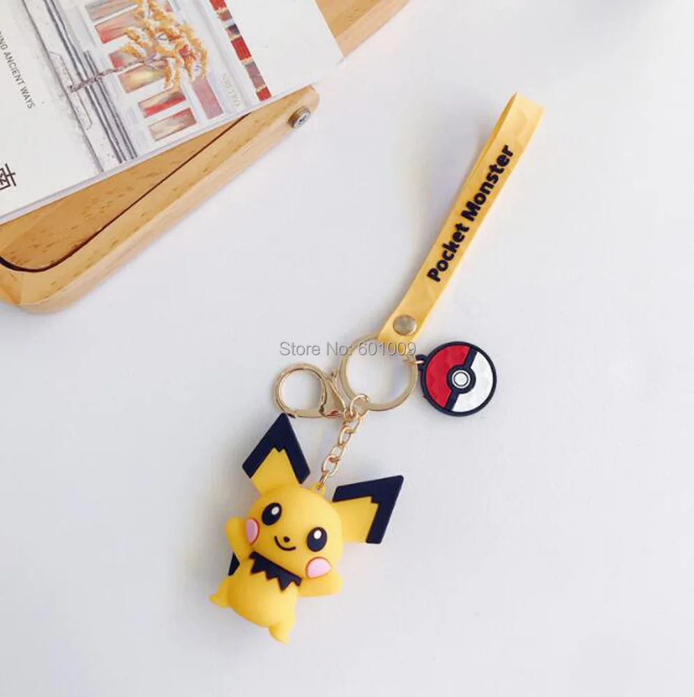 EMS 100/лот Charmander Gengar Jigglypuff Marill Pichu Pikachu Psyduck Snorlax Squirtle Togepi резиновый брелок игрушки - Цвет: Pichu