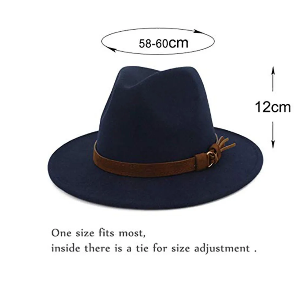 Винтаж сплошной цвет фетровый котелок с широкими полями Fedora Hat Зима флоппи Женская кепка Джаз горра Европейский Американский Круглый Кепка s котелок шапки