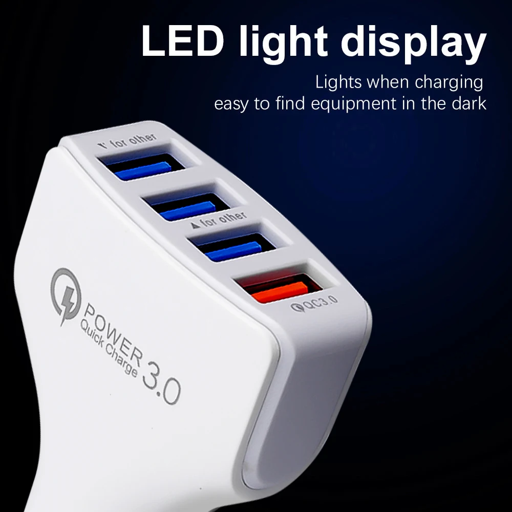 Kebidu-ٱ ڵ  4 Ʈ USB ڵ  , QC 3.0  Ｚ ޴  