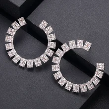 Janekelly новые модные роскошные C Форма цветок серьги гвоздики для женщин Свадебные кубический циркон CZ свадебные серьги Богемия Горячая