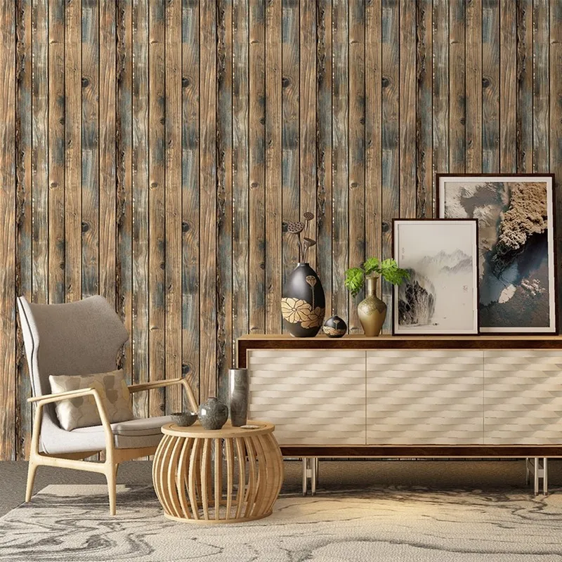 Wallpaper Faux-Wood Furniture-Mural Stick Self-Adhesive Bedroom Living-Room Home-Decor