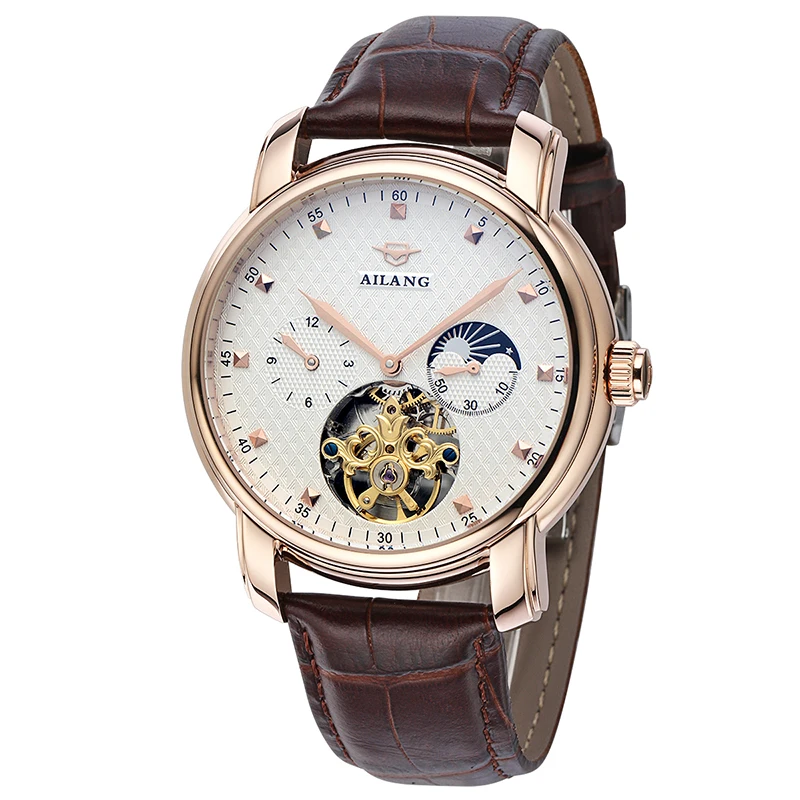 

AILANG 6822 Switzerland watches men luxury brand Tourbillon Moon phase Multifunction Mechanical Watch Hollow Belt Watch