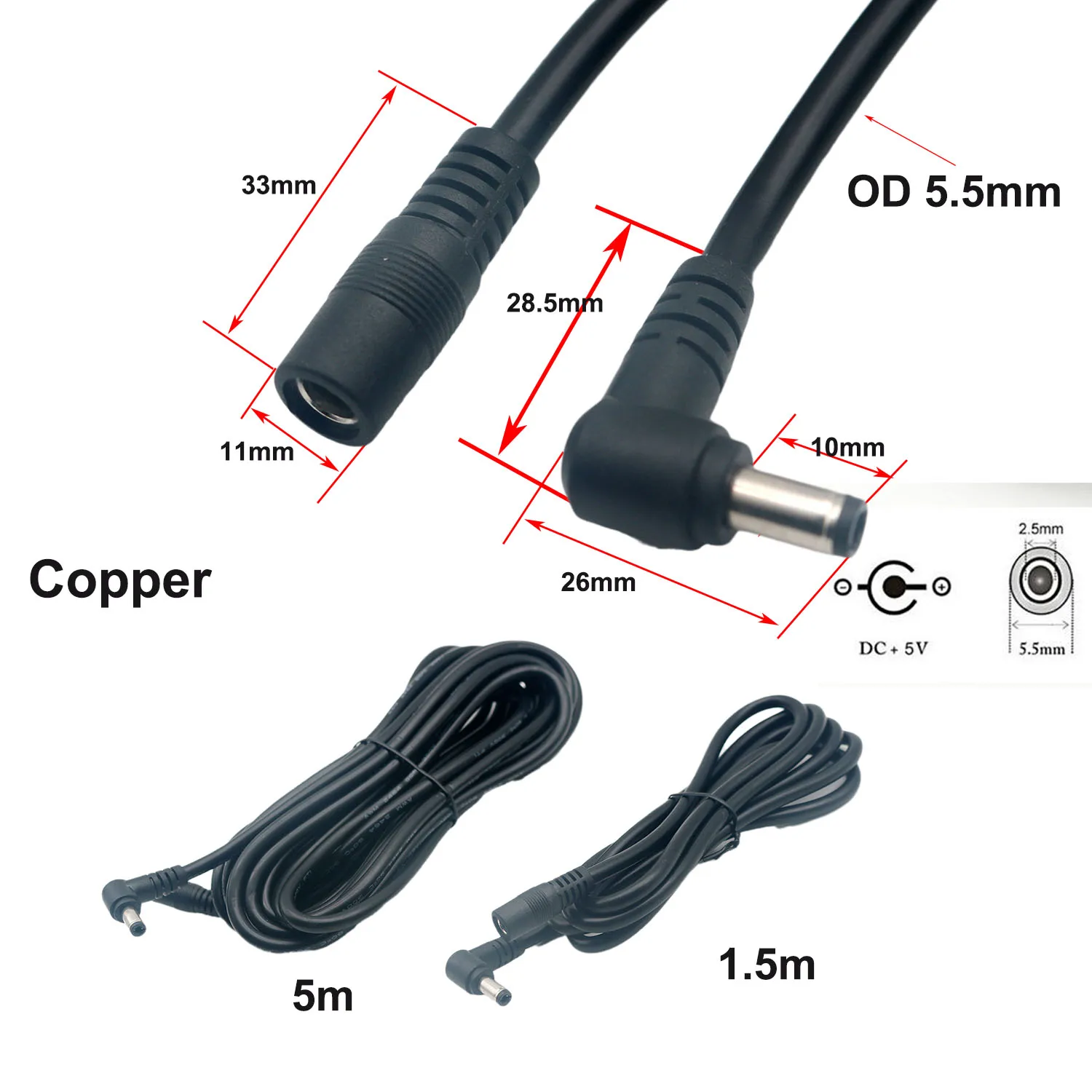 JacobsParts 5ft DC Power Extension Cable 5.5mm X 2.1mm Male Female Cord Ce1f73d8 A042 45d0 A125 Ed4e80bb14eb.c707c8362f0f6a9e0146c935a3cb6842 - View #7