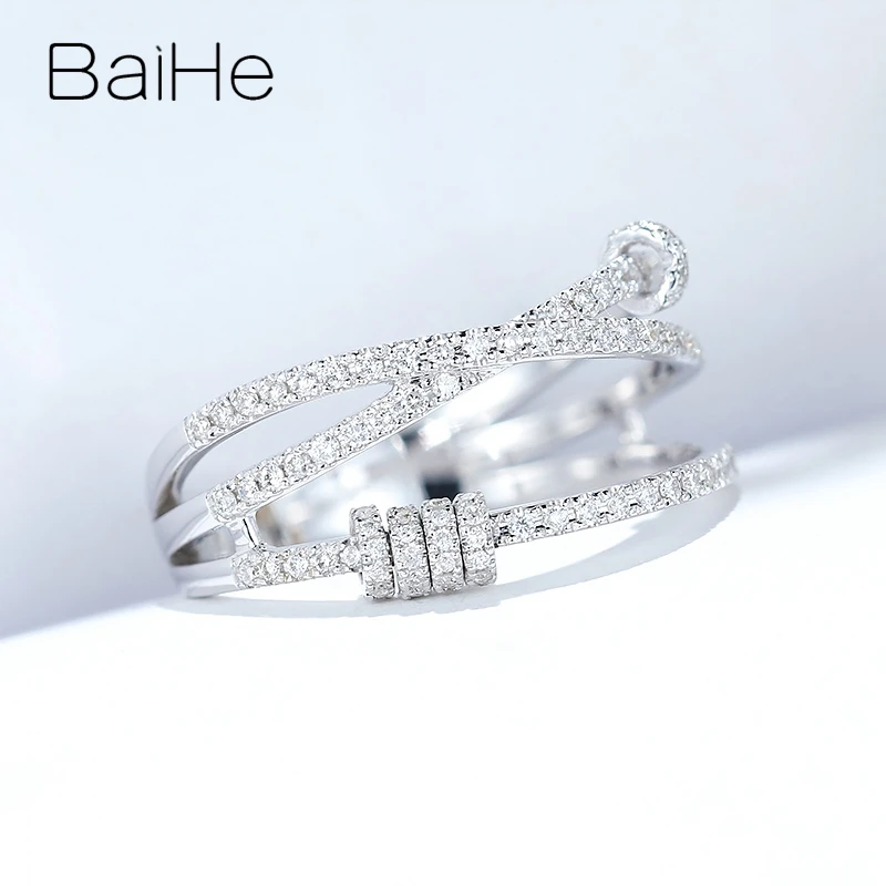 BAIHE Solid 14K белое золото 0.35ct H/SI-SI3 обручальное кольцо с натуральными бриллиантами, подарок для женщин, модное ювелирное изделие, кольцо с бриллиантами на заказ