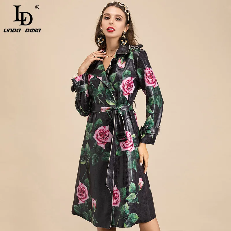 Женский тренчкот из искусственной кожи LD LINDA DELLA подиумное длинное пальто с