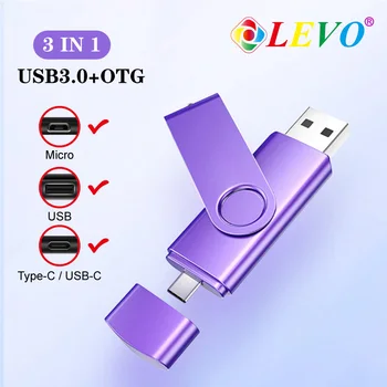 

New styles OTG USB 3.0 USB Flash drives Pen Drive for Type C Android 8GB 16GB 32GB 64GB 128GB External Storage 3 in 1 Pendrive