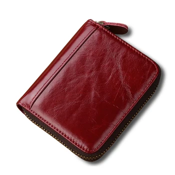 

2019 New Women Genuine Leather Female Cowhide Zipper Purses Coin Card Holders Fashion Small Purse Short Solid Money Bag Clutch