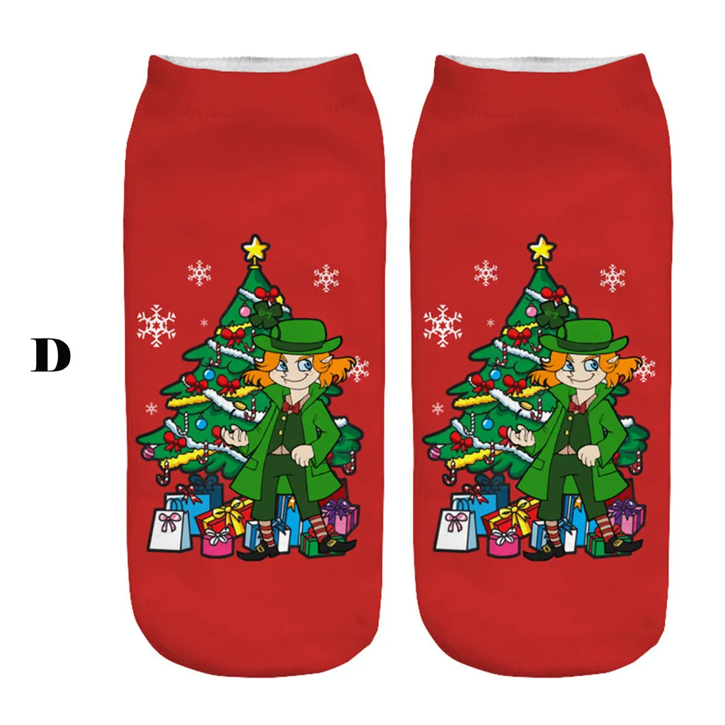 40! унисекс рождественские забавные Модные Повседневные носки с 3D принтом милые короткие носки Модные новогодние носки подарки