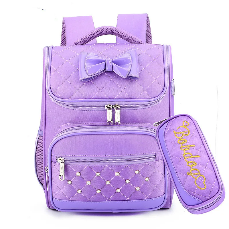 Kids orthopedic backpack Primary School Bags For Students Boys Girls Backpacks Waterproof Schoolbags Book Bag mochila infantil - Цвет: large purple
