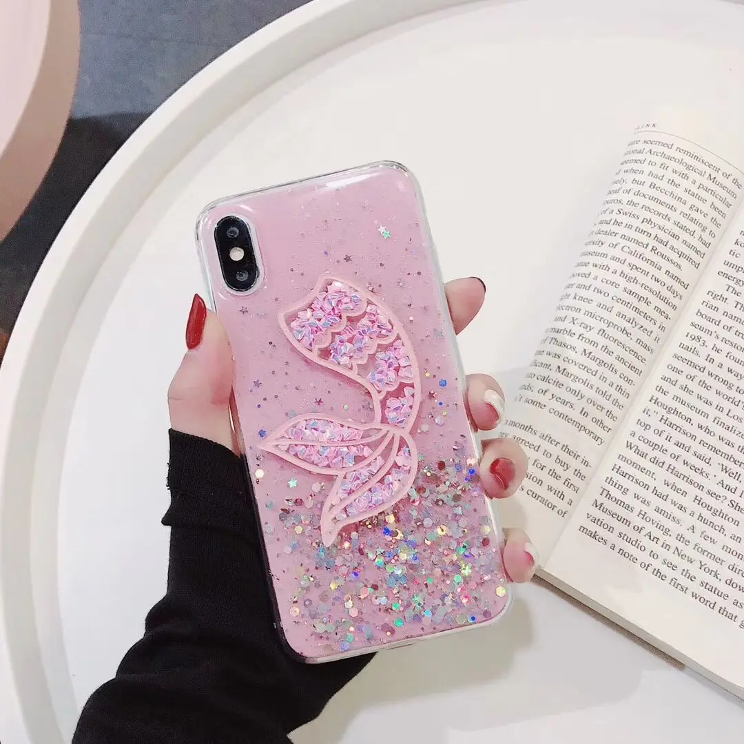 David Accessories милые фасона «рыбий хвост» прозрачный Пластик смолы с красочные блестки DIY Сделай зажим для волос аксессуары ювелирные изделия, 1Yc7365