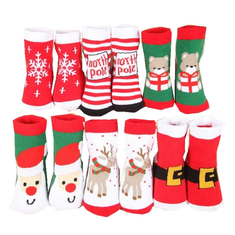 6pairs/lot Winter Cotton thick socks Baby Socks Children In The Tube Gift Christmas Socks TWS0364