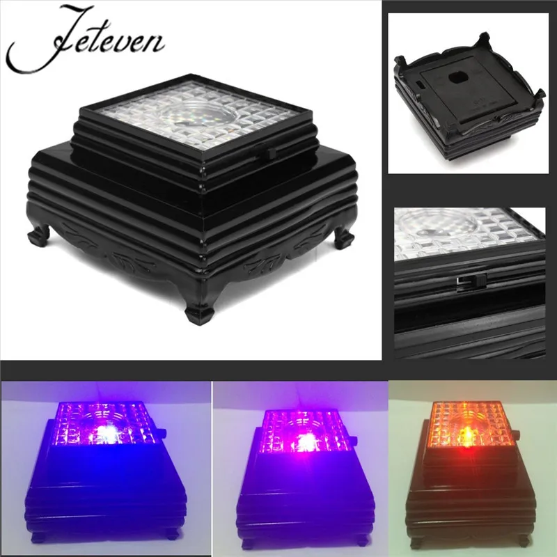 

LED Colorful Luminous Base Light Laser Rotating Crystal Display Base Stand Holder Glass Transparent Objects