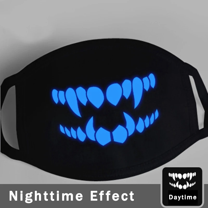 Светящиеся маски для усов Модные мужские и женские черные маски маска для усов Ночная синяя светящаяся маска для усов