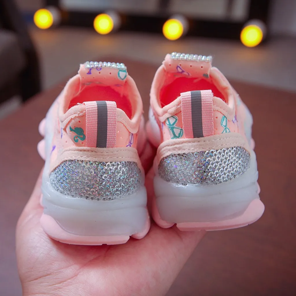Детская обувь для маленьких девочек с бабочками и кристаллами; Светящиеся спортивные кроссовки; Новое поступление года; Прямая поставка; ;#115