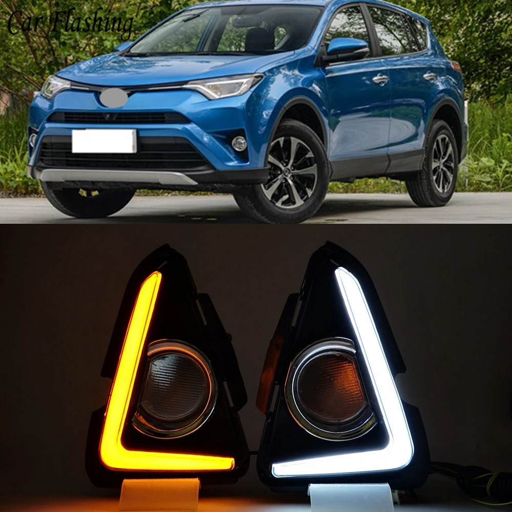 2 шт. Тюнинг автомобилей для Toyota RAV4 2016 2017 2018 светодиодный DRL Противотуманные фары