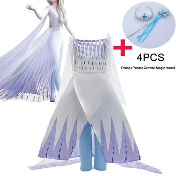 

2020 Summer Snow Queen Dress Girl Anna Elsa 4PC Kids Dresses For Girls Children Birthday Party Princess Cosplay Dress 10 12 Year