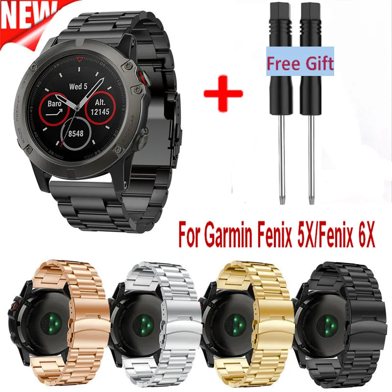 Ремешок из нержавеющей стали для Garmin Fenix 5x браслет наручных часов 6X GPS с
