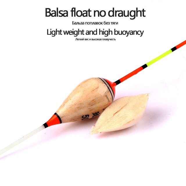 5Pieces Balsa Wood Fishing Float+5 Buoy Tubes+1 Bag Hooks+1 Buoy