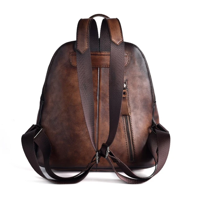 New Women Genuine Leather Backpack High Quality Natural Skin Rucksack Vintage Female Travel Bag Embossed Trends Daypack Knapsack 5