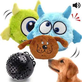 

Cat Dog Plush Toys Jumping Automatic Giggle Ball Interactive Shaking Squeak Sound Toy Brown Blue Monster Dog Shaped For Puppy