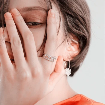 

Sodrov Authentic 925 Sterling Silver ring Adjusted Wedding Engagement Ring Zirconia Crystal Finger ring For Women