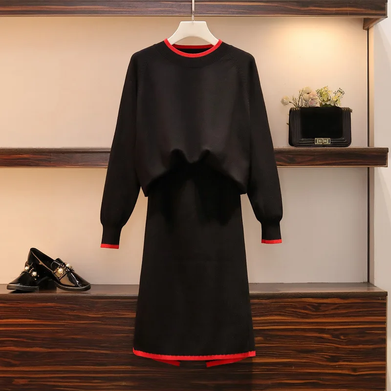 

2019 Large Size Knitted Sweater WOMEN'S Suit Large GIRL'S Slimming Two-Piece Set 1920