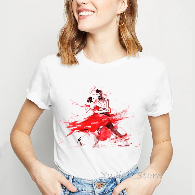 Пара пуанты принт футболка женская Акварельная романтическая балетная дизайнерская футболка kawaii tumblr одежда Топ Женская футболка