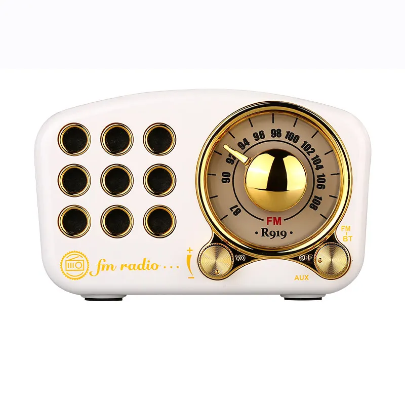 FFYY-Vintage Radio Retro Bluetooth Speaker, Strong Bass Enhancement, Loud Volume, Bluetooth 4.2 Wireless Connection, Tf Card and