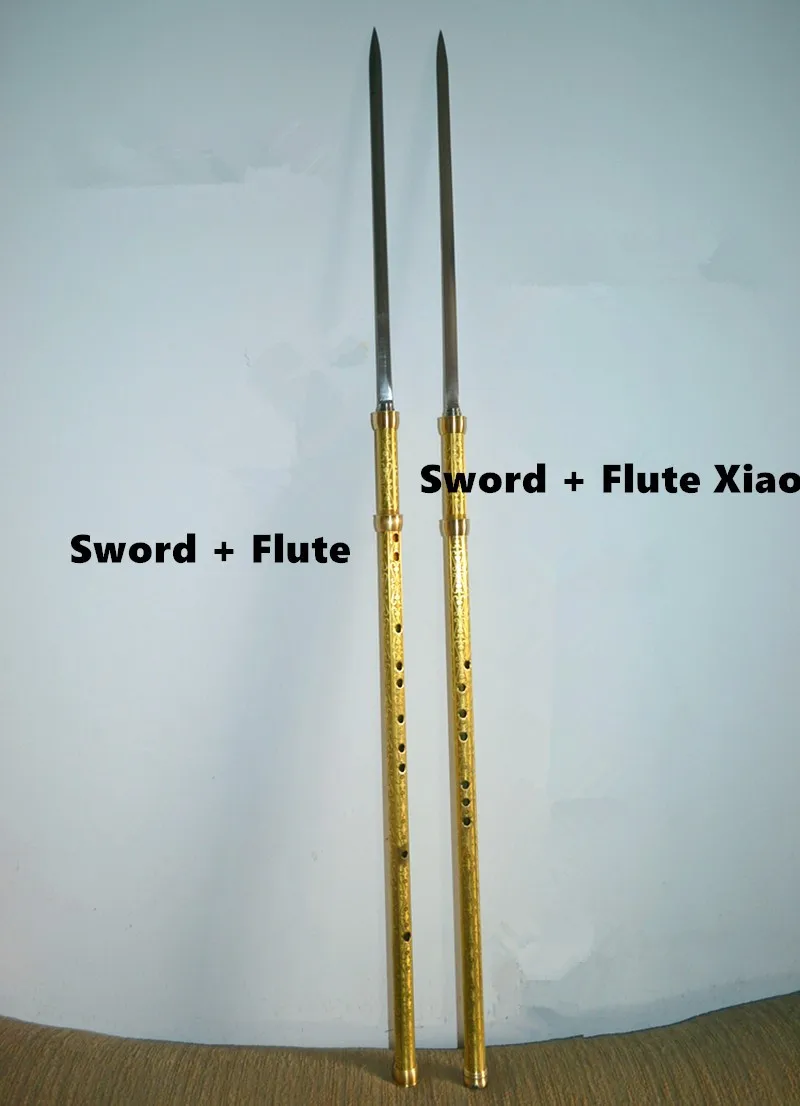 Brass Metal Flute+ Sword C Key Tai Chi Bodybuilding Sword Flauta xiao Martial Arts Sword Transverse Flute Self-defense Weapon
