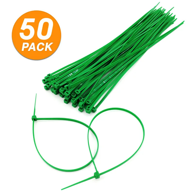 Bridas de plástico para jardín, Cable de cierre automático de nailon verde, longitud de 20 / 25 / 30 cm, 50/100/200 Uds.