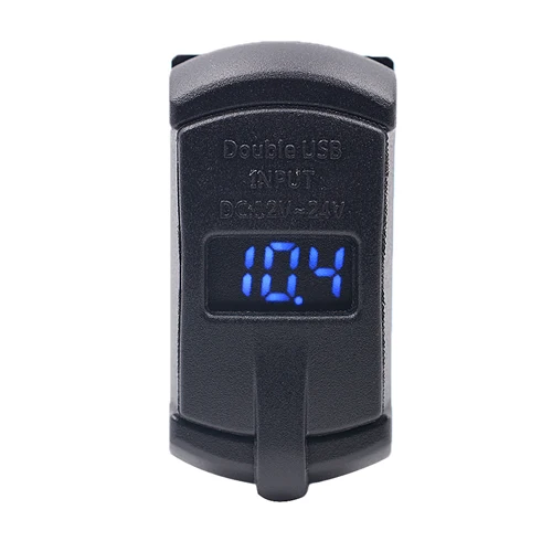 Двойной USB 12 в автомобильный лодочный разъем кулисный переключатель панель с напряжением Вольтметр Красный 77UE - Цвет: Синий