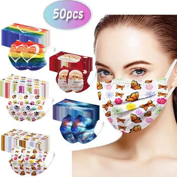 

50PCS ashion floral Print Masks adjustable length Face Cover Washable Reusable Dust-proof Mask Comfortable multi-color optional