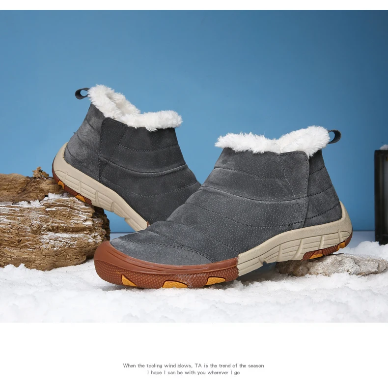 Зимние плюшевые теплые мужские ботинки на меху; зимние ботинки; Мужская обувь; резиновые ботильоны; зимняя обувь; Мужская Уличная обувь; большие размеры 46